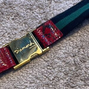 Diamond Supply Co. Green and Black Designer Belt with Gold Buckle